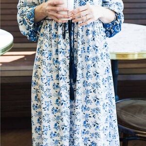 Floral Blue and White Maxi Dress